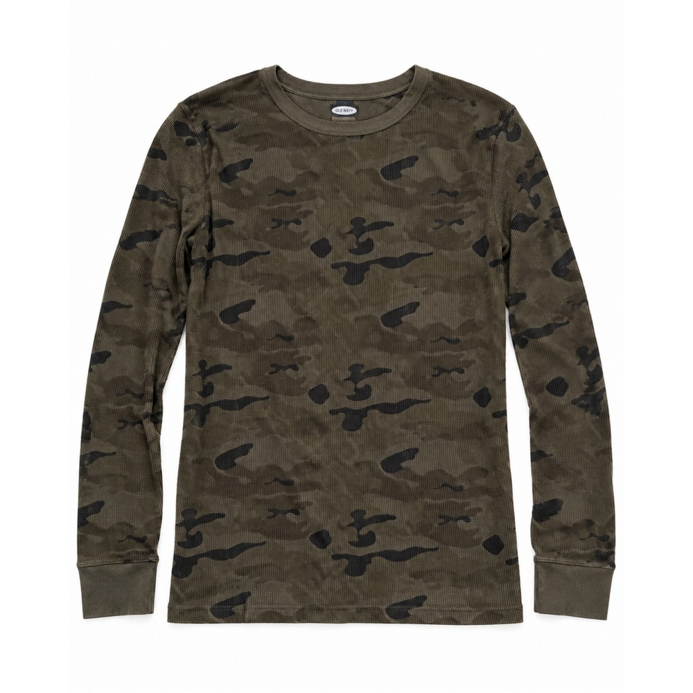 Old Navy Camo Waffle Knit Thermal Long Sleeve Shirt Mens L